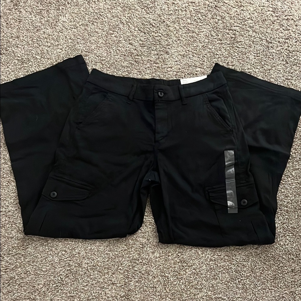 American Eagle Black Mid-Rise Baggy Wide Leg Cargo Pants